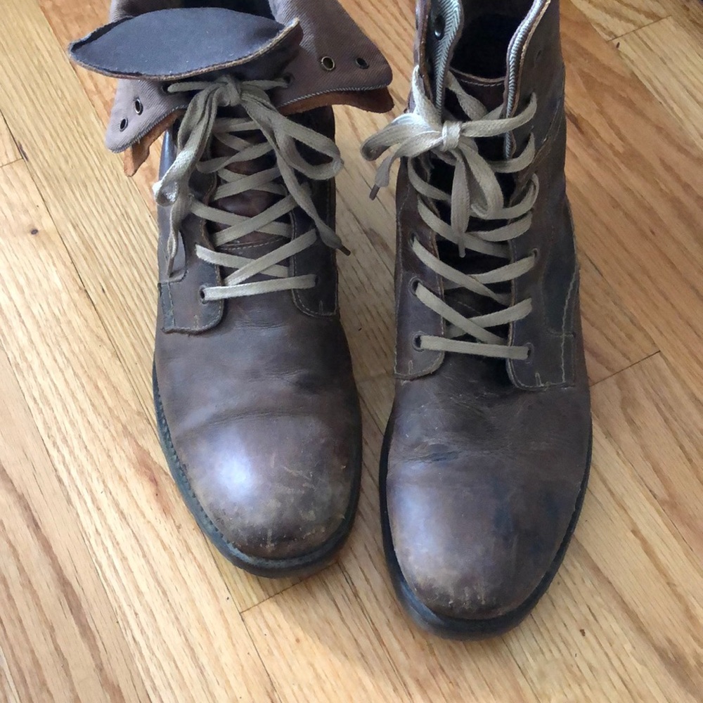 Distressed leather boots